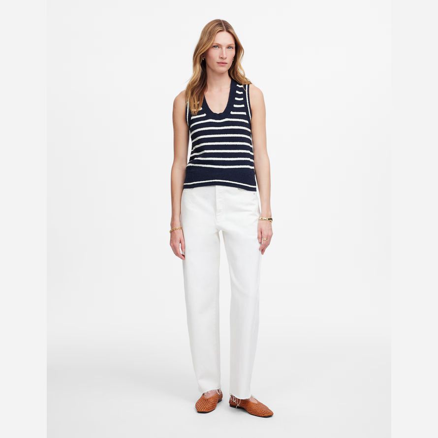 azul marino blanco para mujer de madewell boucl�suéter tanque