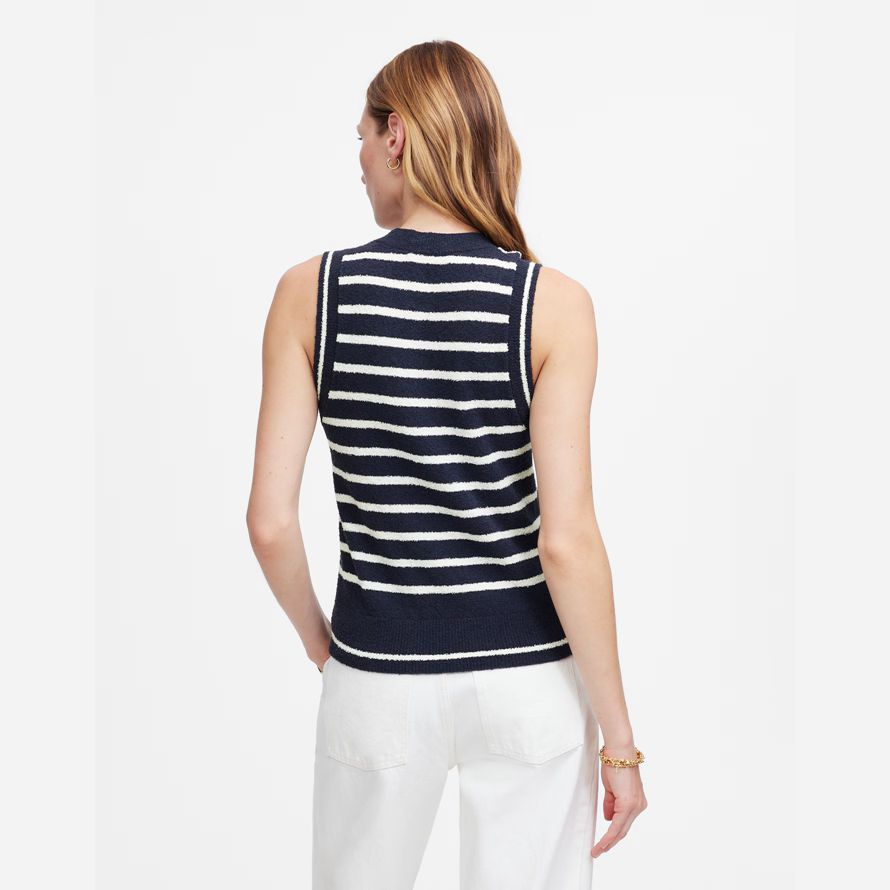 azul marino blanco para mujer de madewell boucl�suéter tanque