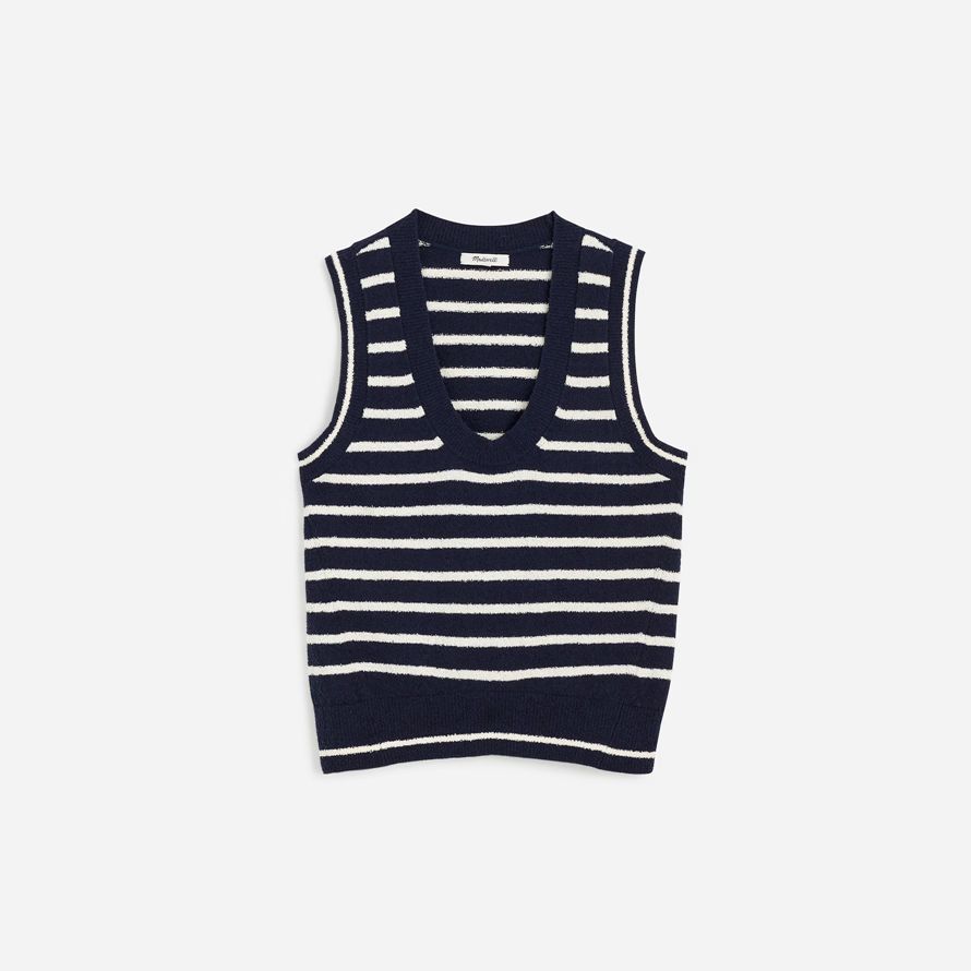azul marino blanco para mujer de madewell boucl�suéter tanque