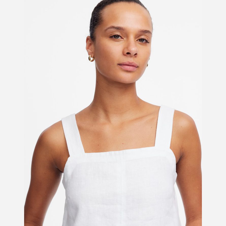 womens madewell contraste de puntada squareneck top blanco