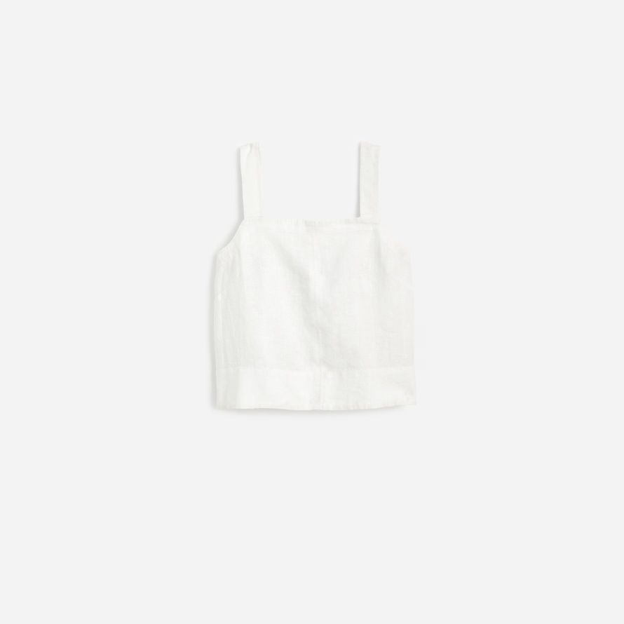 womens madewell contraste de puntada squareneck top blanco