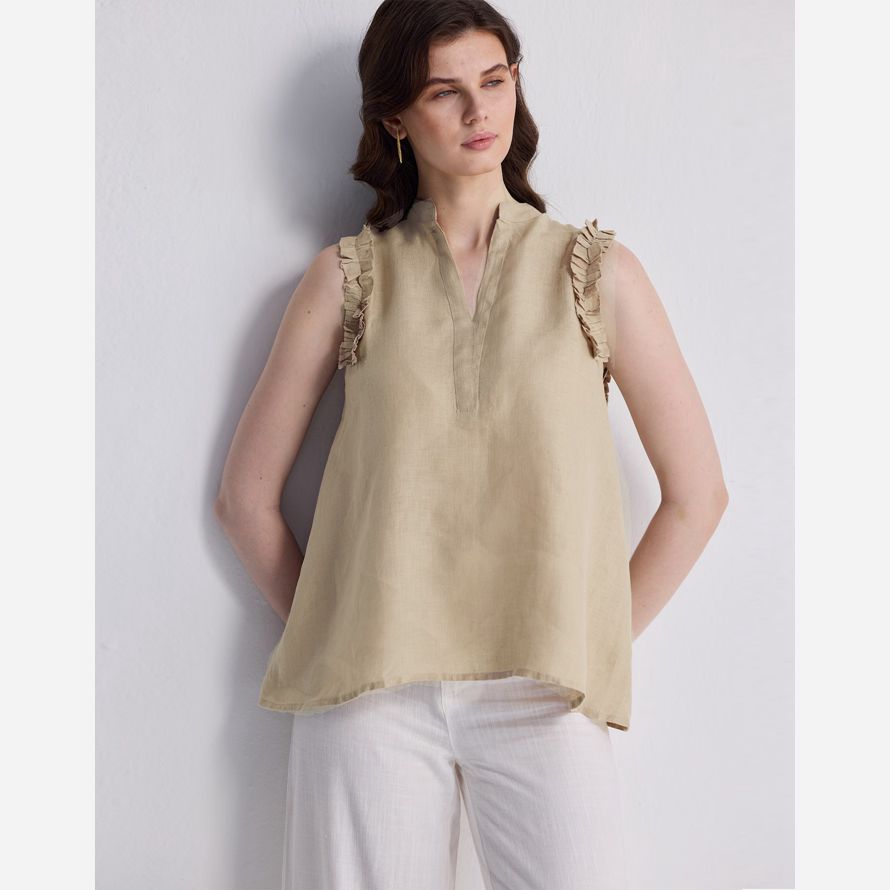 madewell reistorᆴ sin mangas de cáñamo mujer superior beige