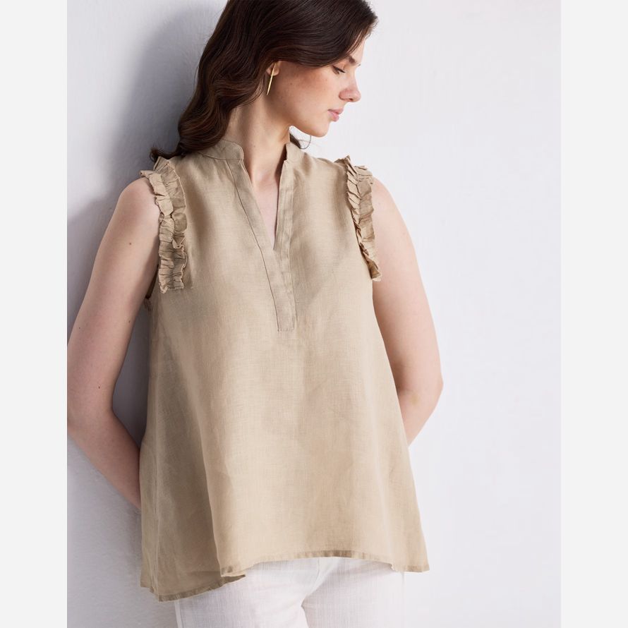 madewell reistorᆴ sin mangas de cáñamo mujer superior beige