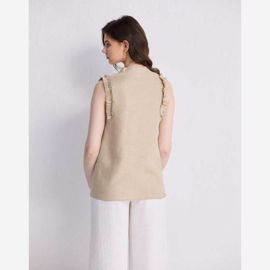 madewell reistorᆴ sin mangas de cáñamo mujer superior beige